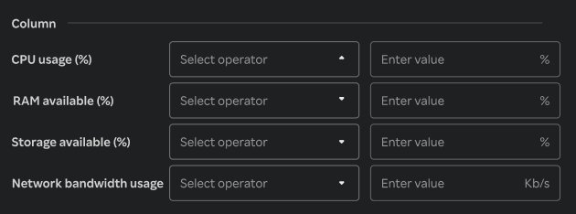 Infrastructure table multi-column filter