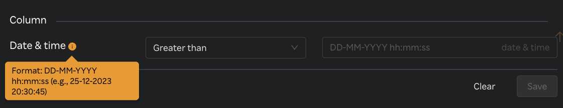 BM Error Event table multi-column filter