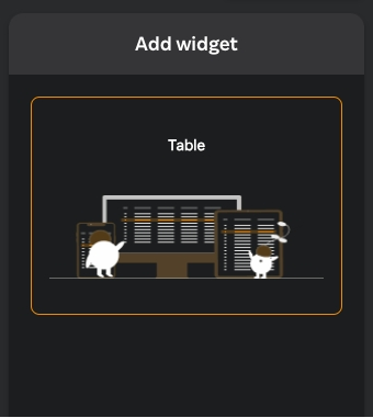 Add widget - table