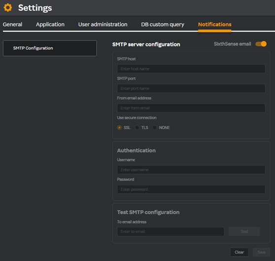 SMTP server configuration