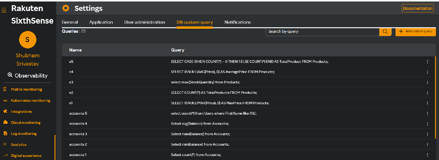 DB custom query