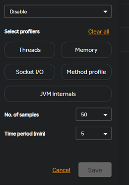 APM Code Profiler window