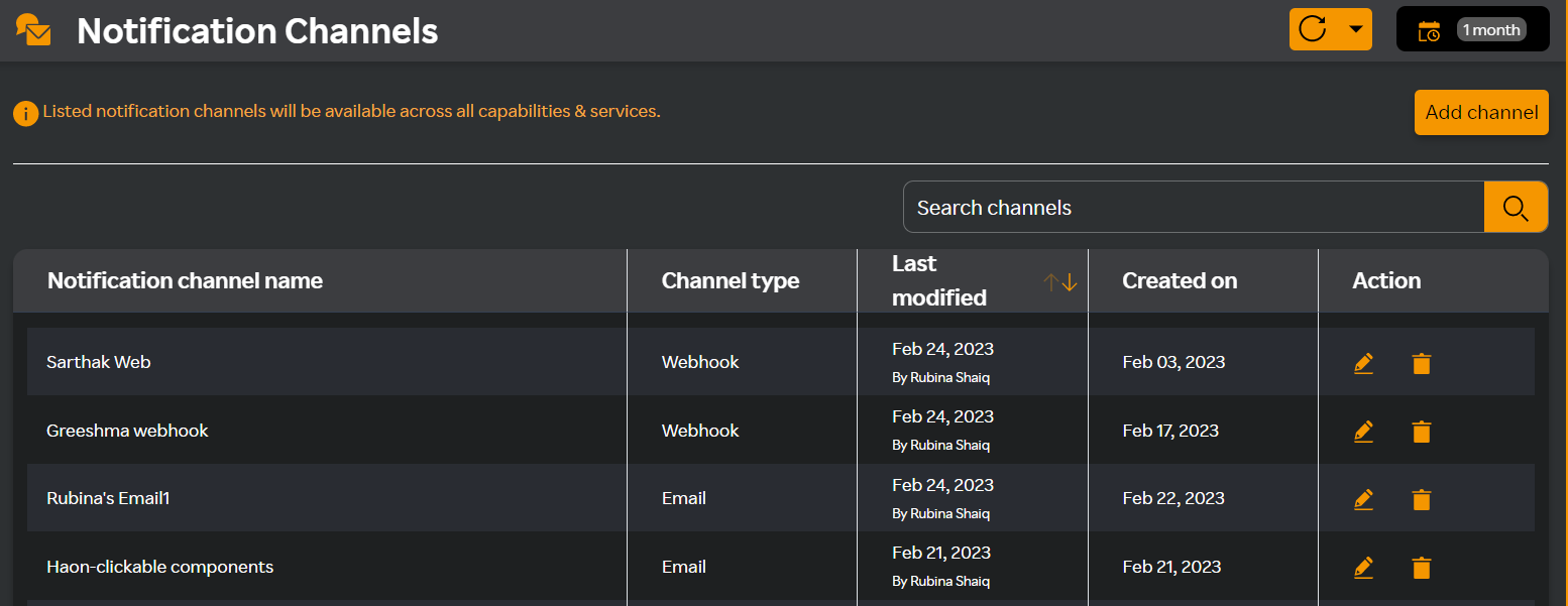 Setting up Notification Channels SixthSense User Docs