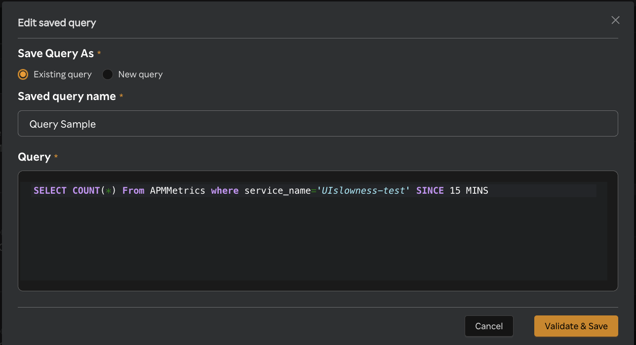 Sixthsense Query Builder-Query Saved Query