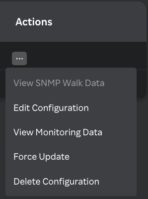 SNMP Actions Button