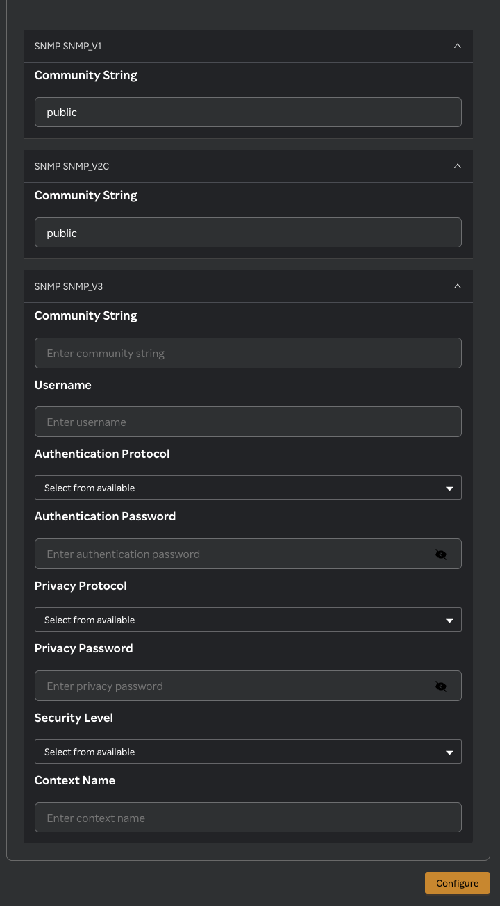 SNMP Metrics Config