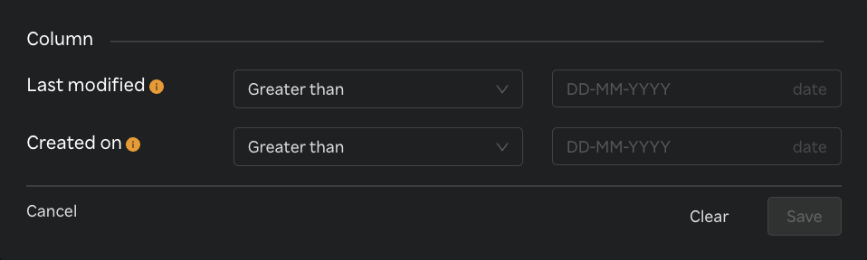 Synthetics secret manager table multi-column filter