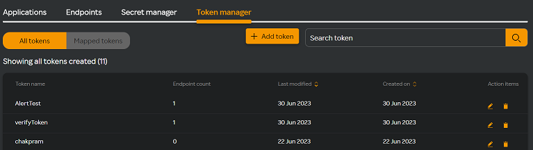 Secret Manager dashboard